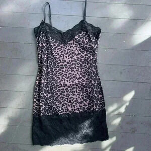 Bozzola Cheetah Print Mesh Slip Dress Sz M